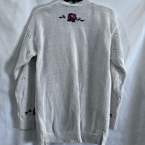 Capacity Petites Cottage Core FloralSweater M Vintage Red Pink Rose Cardigan - Picture 4 of 16